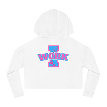 Load image into Gallery viewer, Women’s Cropped Hooded Sweatshirt - Motivational I Work with Heart Design