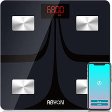 Load image into Gallery viewer, ABYON Bluetooth Smart Bathroom Scale for Body Weight Digital Body Fat Scale,Auto Monitor Body Weight,Fat,BMI,Water, BMR, Muscle Mass with Smartphone APP,Fitness Health Scale