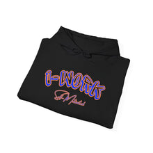 Load image into Gallery viewer, Inspirational &#39;I-WORK&#39; Unisex Hooded Sweatshirt - Motivational Casual Wear
