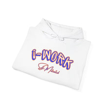 Load image into Gallery viewer, Inspirational &#39;I-WORK&#39; Unisex Hooded Sweatshirt - Motivational Casual Wear
