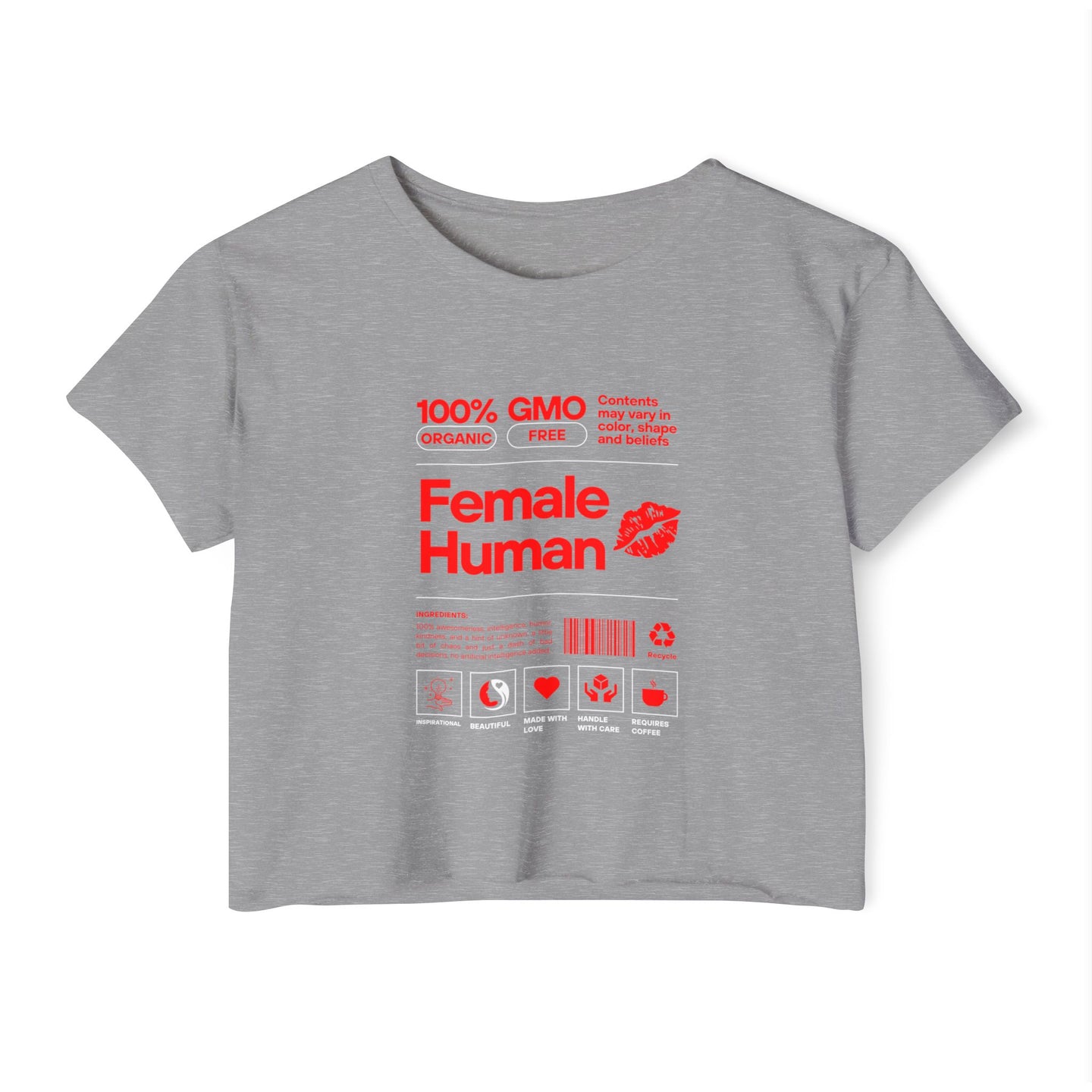 Women’s Festival Crop Top - 100% GMO Free Organic Tee | Female Human Graphic